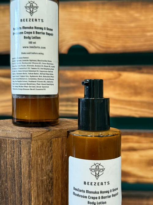 BeeZerts Manuka Honey & Snow Mushroom Crepe & Barrier Repair Moisturizer & Body Lotion