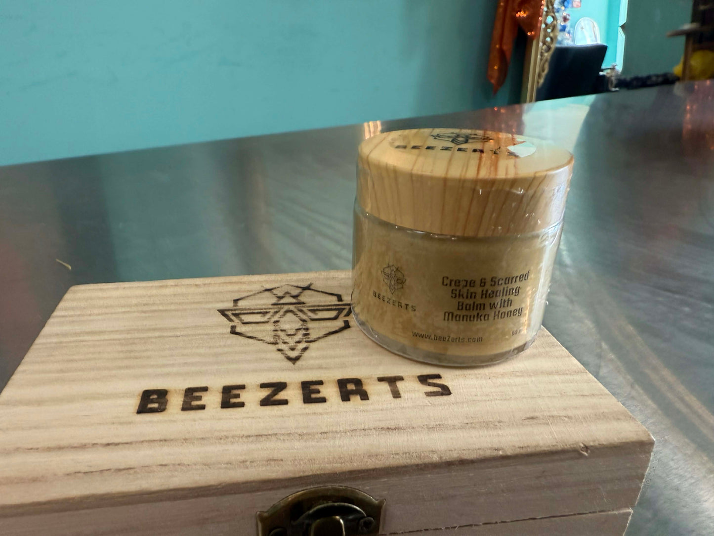 BeeZerts Medical Grade Manuka Honey Crepe & Wrinkle & Eczema Healing Balm w/ Burned Wood Box *[FREE: Manuka Honey Blemish + Acne Healing Balm Mini] ENDS 12/24!*