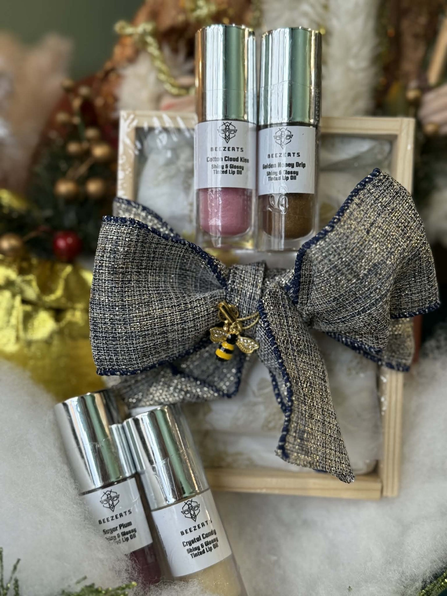 Sweetscape Candy Lip Glaze Collection - 4 Pack with Gifting Wood Burned Box & Bee Bow *[FREE: Rose Gold Compact Mirror] ENDS 12/24!*