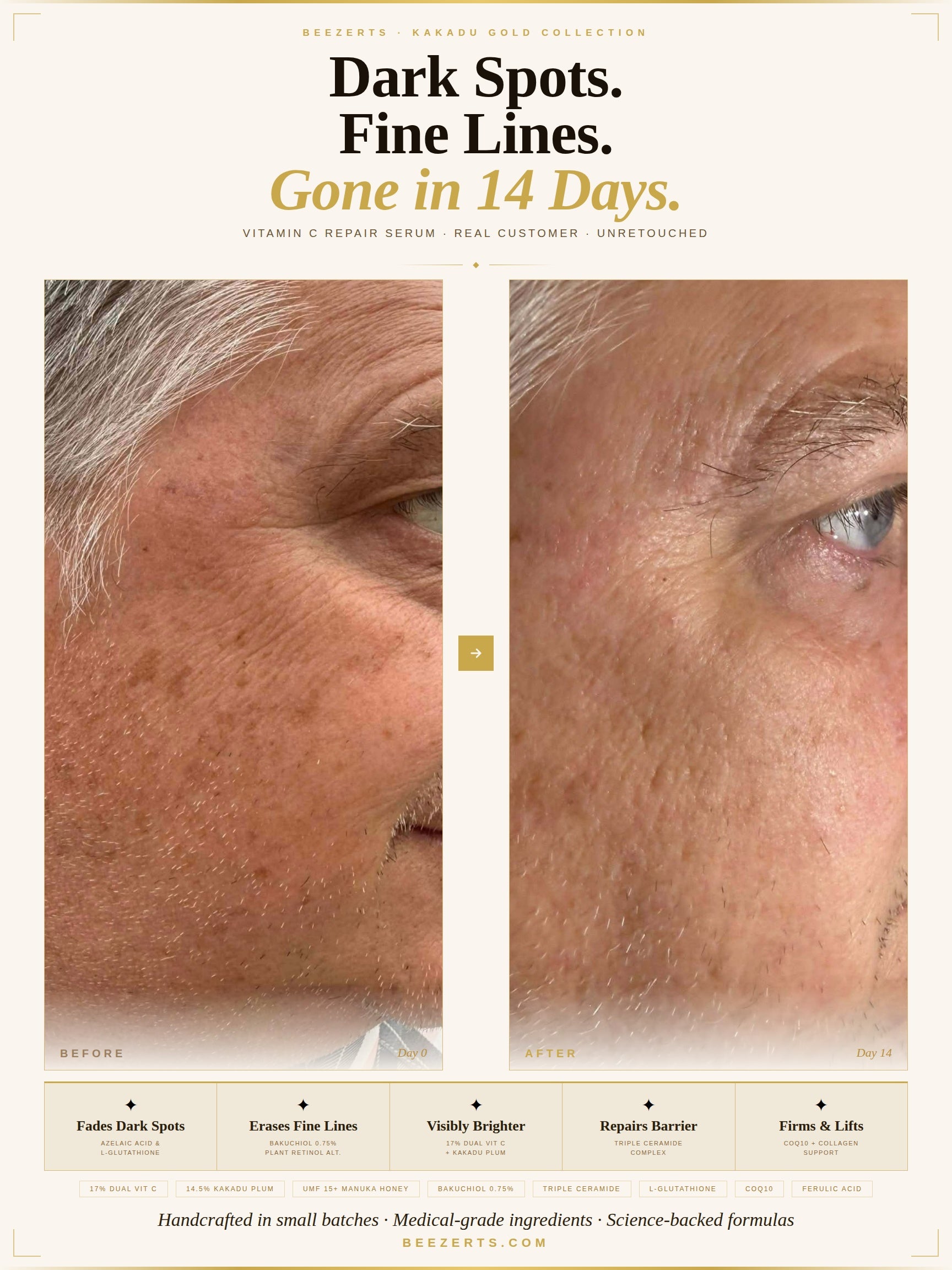 Kakadu Gold Vitamin C + Manuka Honey Repair & Brightening Treatment with Natural Peptides