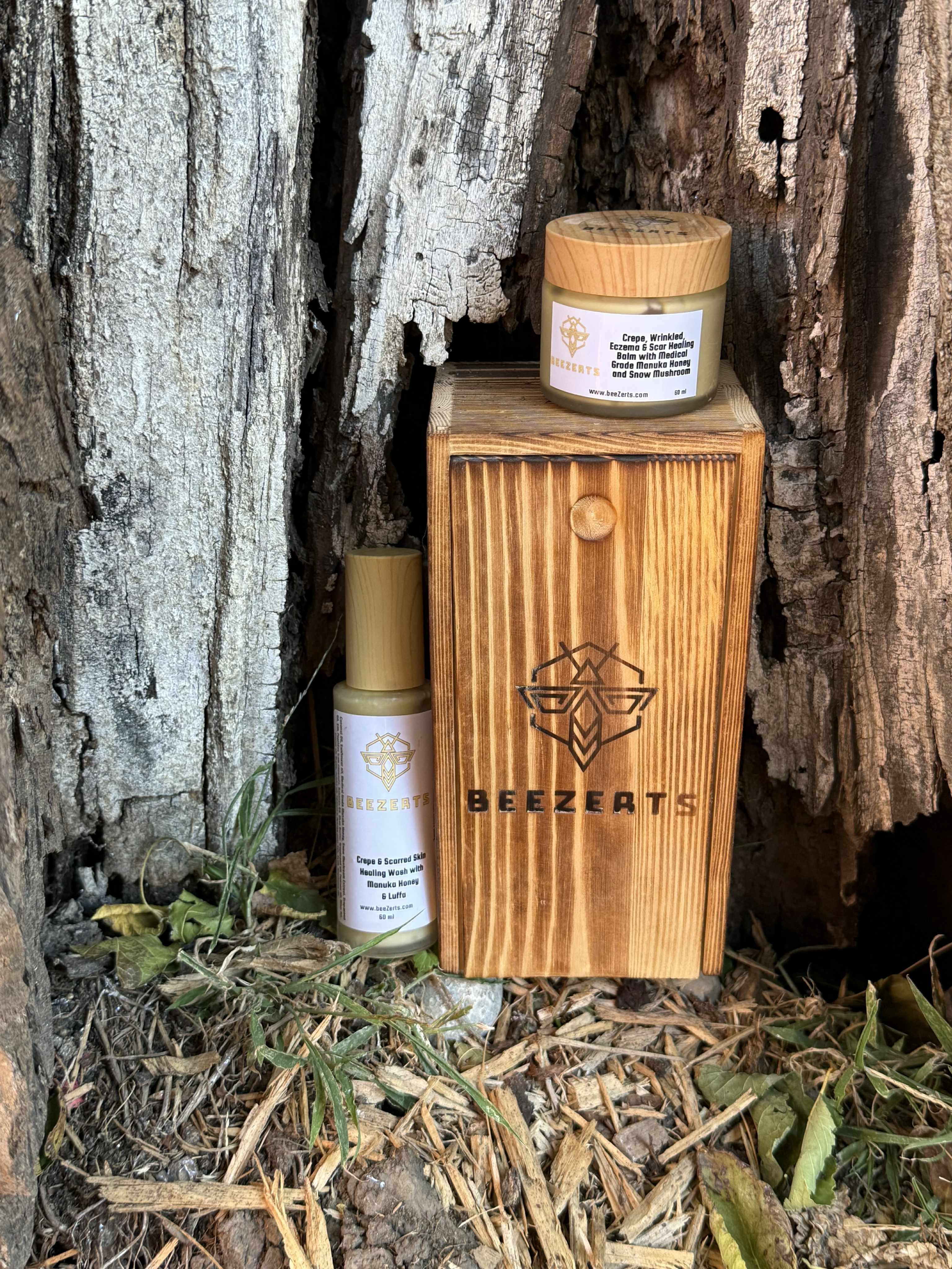 Eczema, Crepe & Scarred Skin Restorative Wash & Balm with Certified UMF 15+ (Medical Grade) Manuka Honey and Snow Mushroom